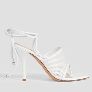 IRO Enom Leather-trimmed Mesh Sandals In White 36